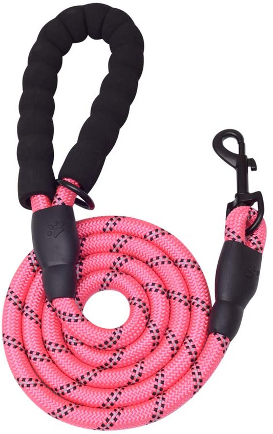 5 FT Thick Highly Reflective Dog Leash - Pink