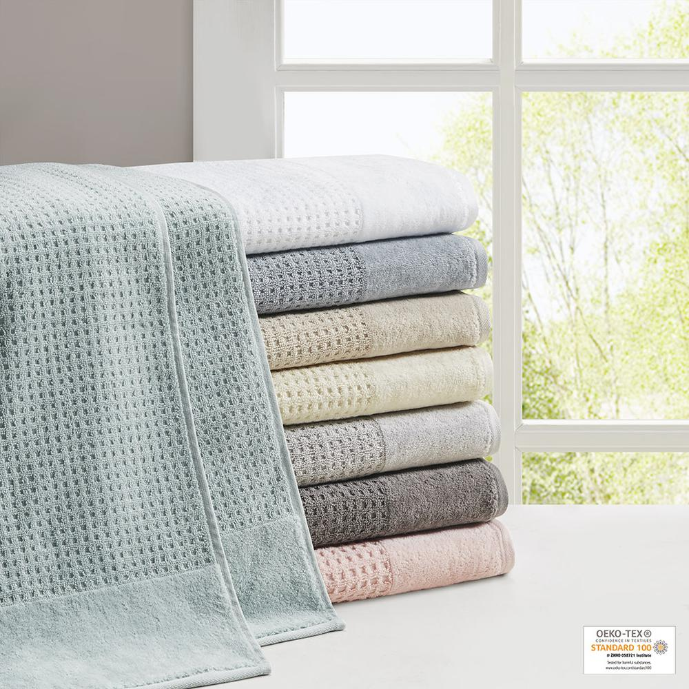 Cotton Waffle Jacquard Antimicrobial Bath Towel 6 Piece Set