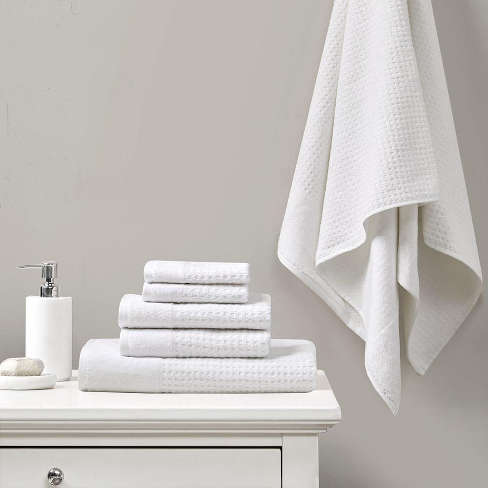 Cotton Waffle Jacquard Antimicrobial Bath Towel 6 Piece Set