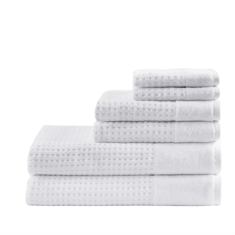 Cotton Waffle Jacquard Antimicrobial Bath Towel 6 Piece Set