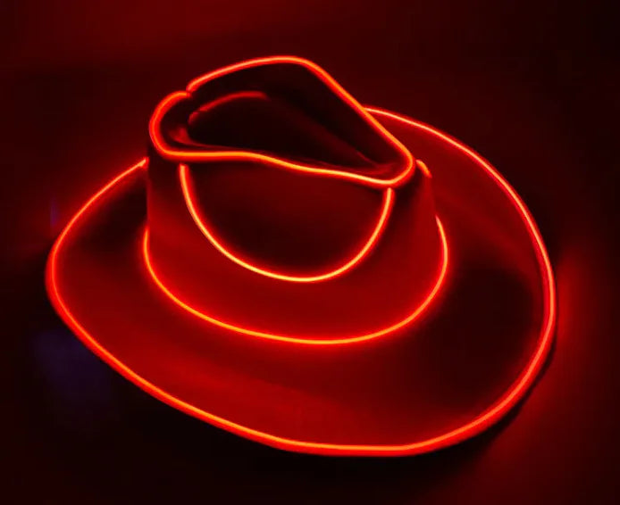 Halloween Carnival Party LED Wireless Fluorescent Colorful Cowboy Flashing Hat