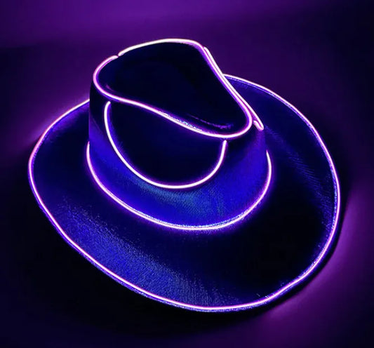 Halloween Carnival Party LED Wireless Fluorescent Colorful Cowboy Flashing Hat