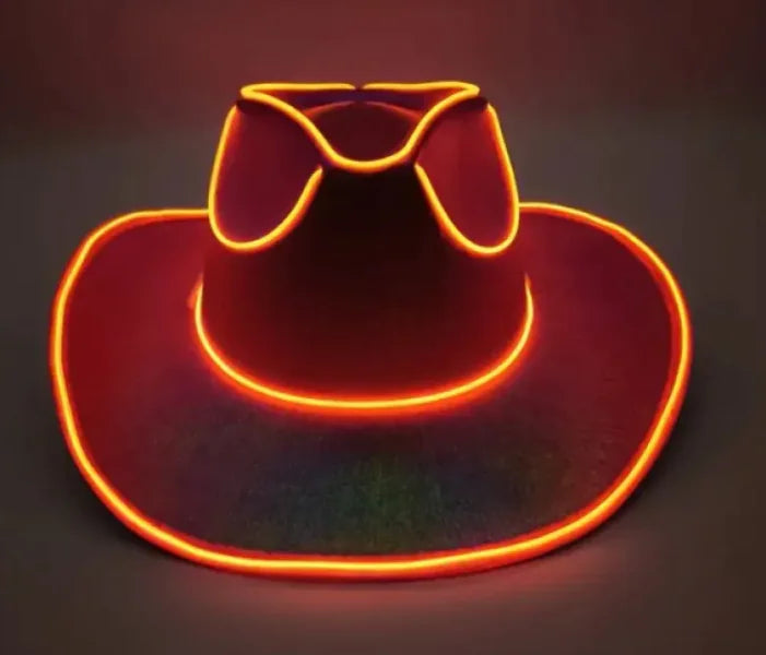 Halloween Carnival Party LED Wireless Fluorescent Colorful Cowboy Flashing Hat