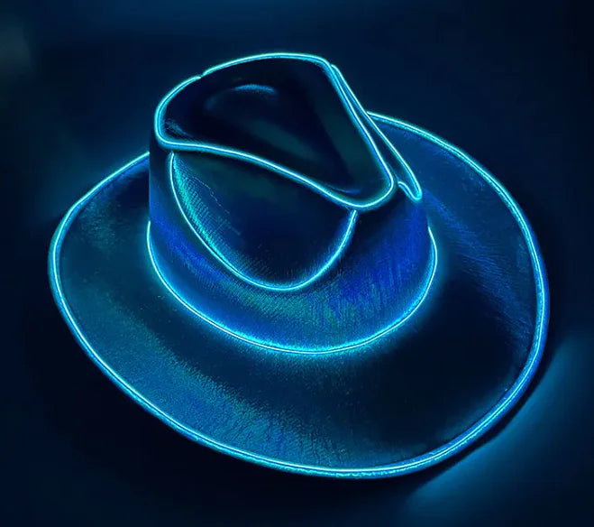 Halloween Carnival Party LED Wireless Fluorescent Colorful Cowboy Flashing Hat