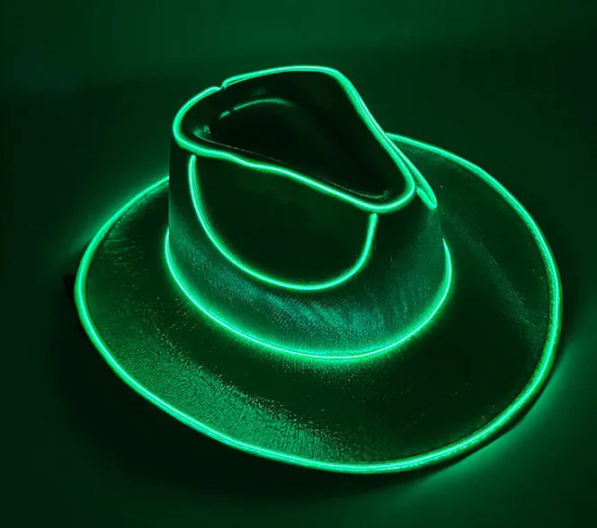 Halloween Carnival Party LED Wireless Fluorescent Colorful Cowboy Flashing Hat