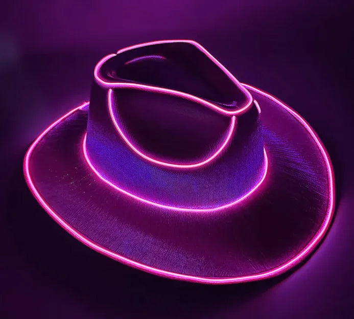 Halloween Carnival Party LED Wireless Fluorescent Colorful Cowboy Flashing Hat