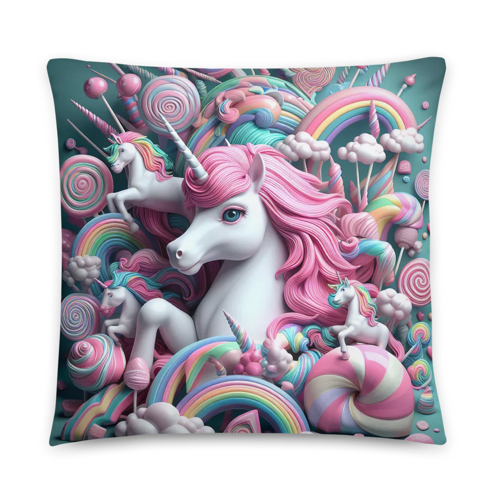 * All-Over Print Basic Pillow (Unicorn Bliss)